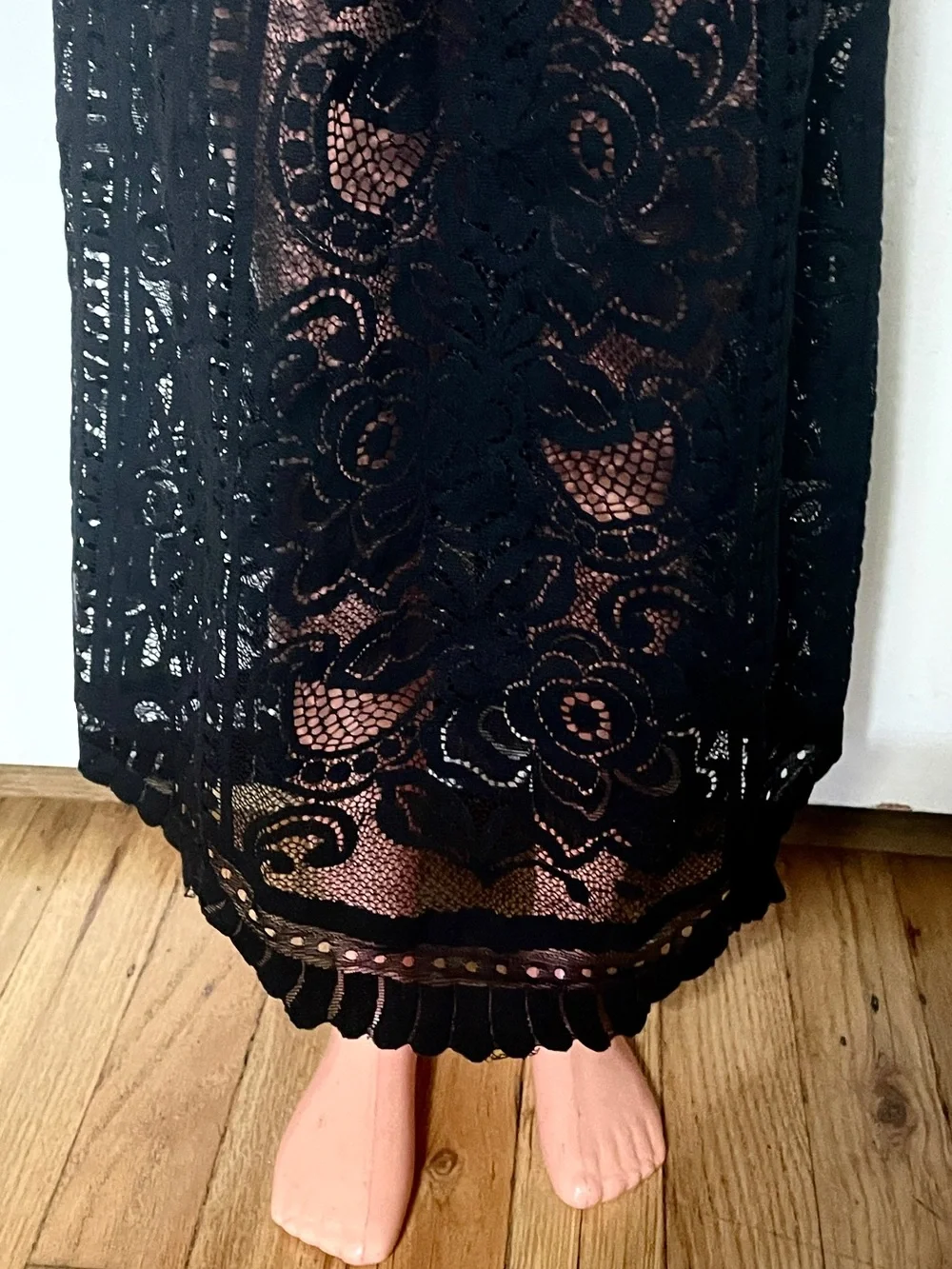 Black top and long black lace skirt. For My Size Barbie Doll. New, Nice